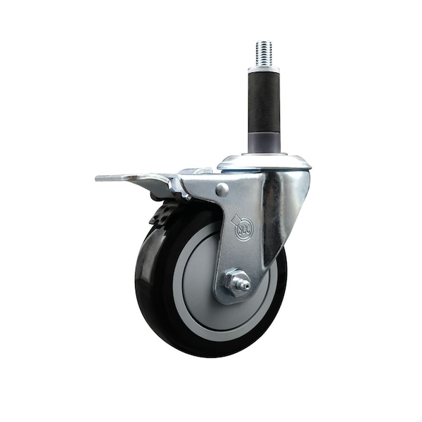 4'' SS Black Poly Swivel 1'' Expanding Stem Caster Total Lock Brake